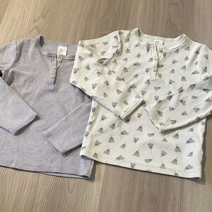H&M Kids Long Sleeve Tees - Cream and Gray Purple